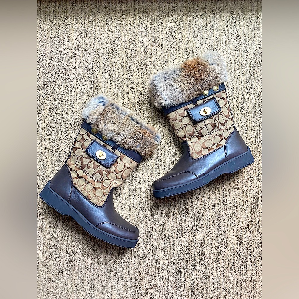 Coach Brown and Tan Winter Boots